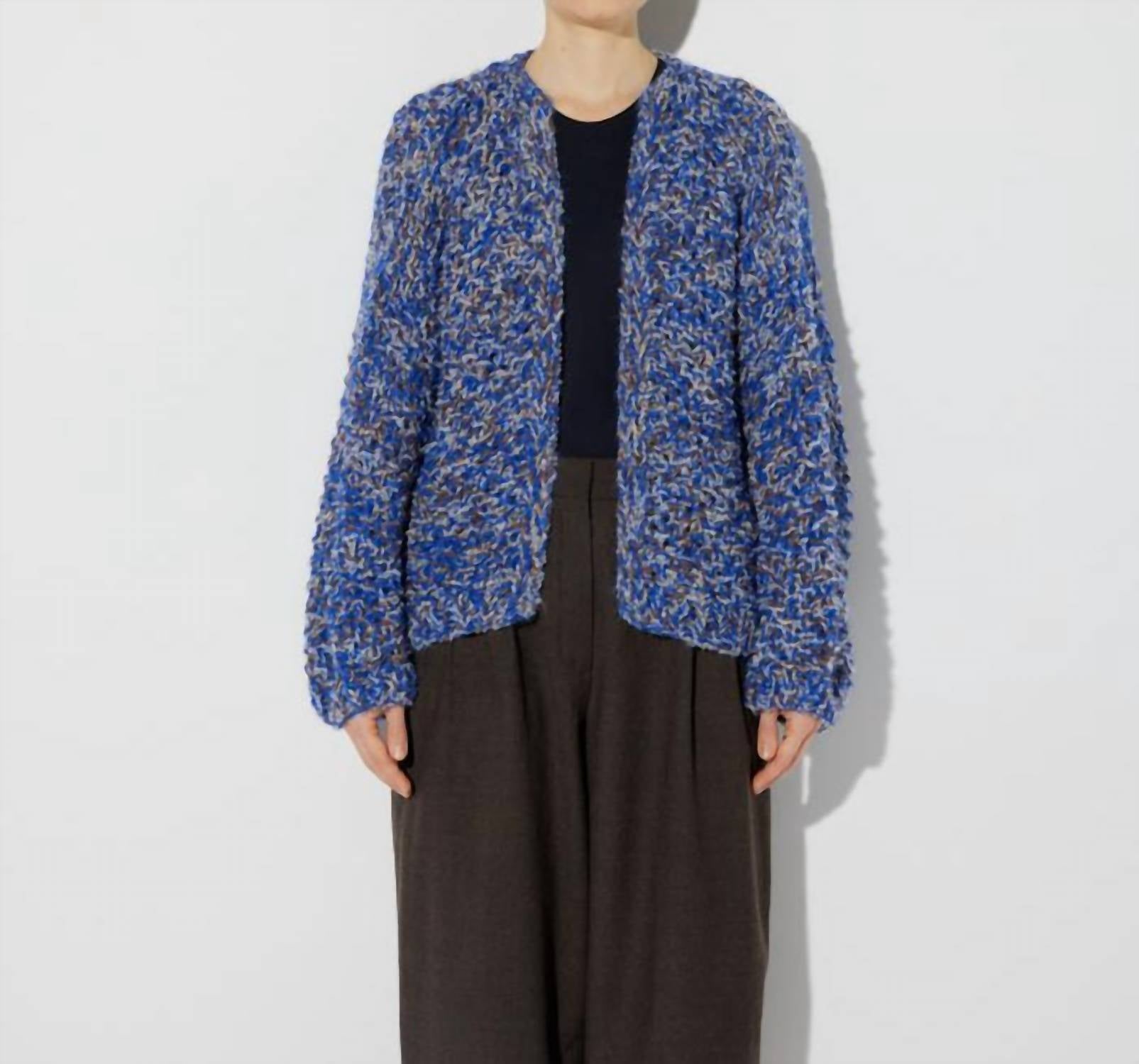Maiami - Alpaca Tweed Mix Pearl Pattern Bomber Cardigan