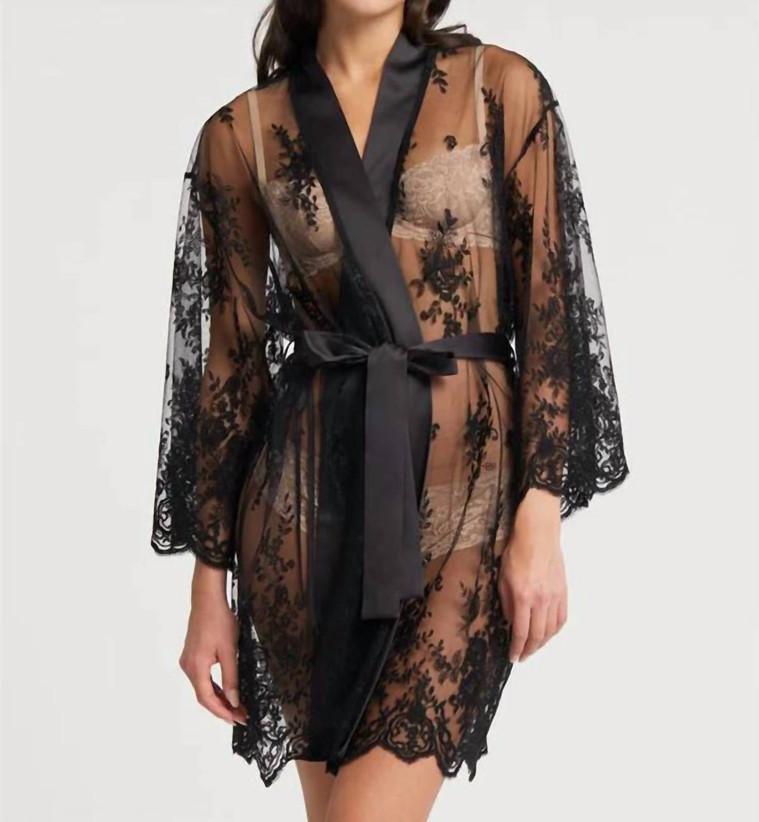 Rya Collection Darling Lace Cover Up Robe in black - women's intimate