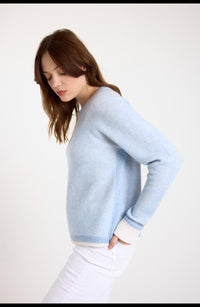 Brodie Cashmere Irene Cashmere Jumper Top in blue mist - women's sweater - detail view
