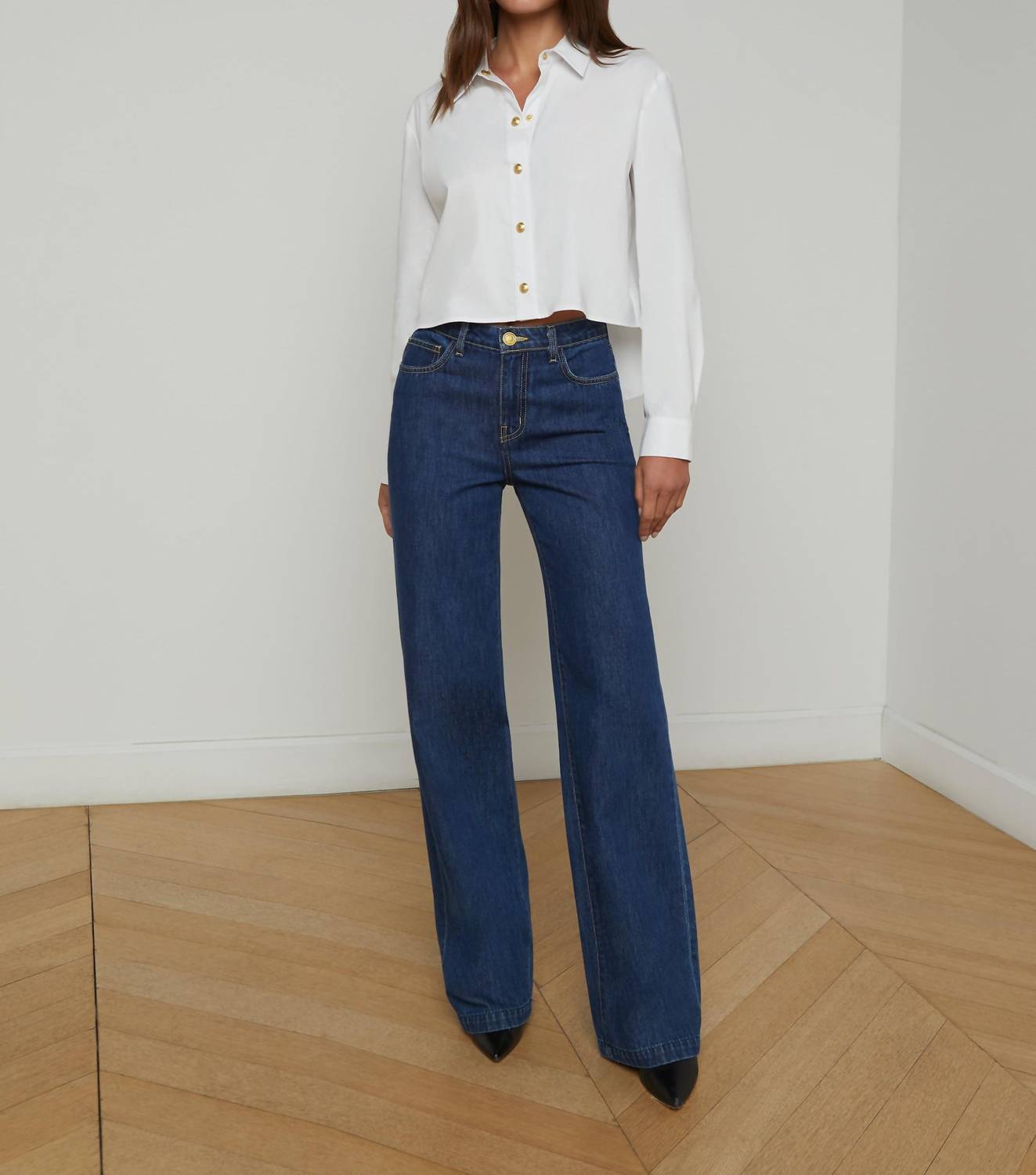 L'Agence - Cosette Crop Button Down Shirt