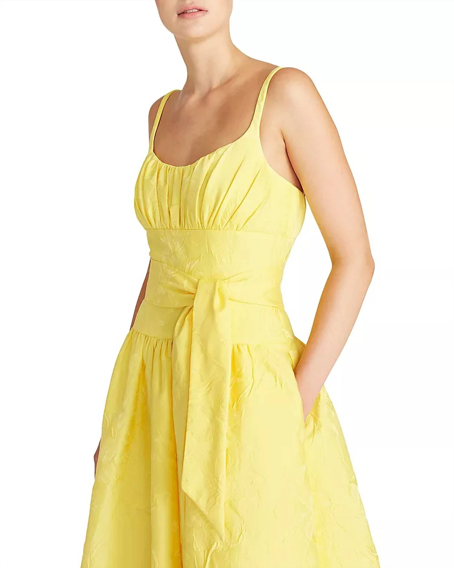 Ml Monique Lhuillier - Daffodil Jacquard Fit And Flare Midi Dress