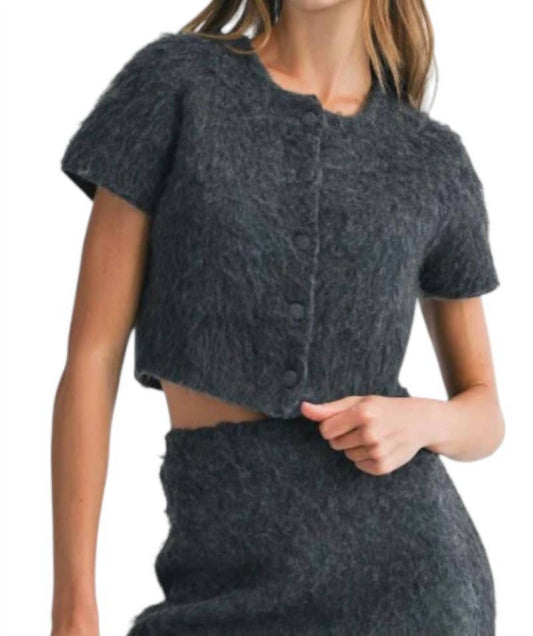 Mable - Fuzzy Short Sleeve Cardigan