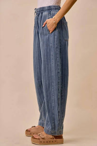 So Me - Stripe Barrel Denim Jeans