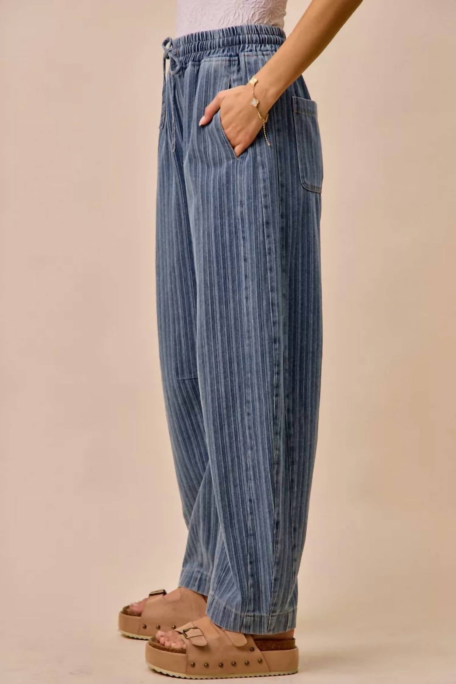 So Me - Stripe Barrel Denim Jeans