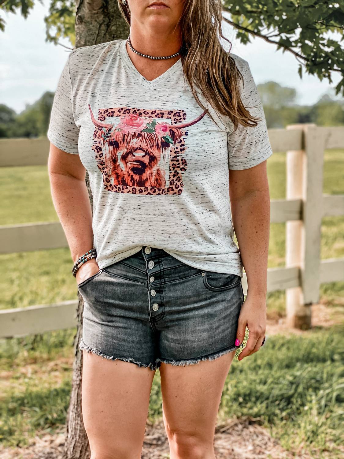 BELLA + CANVAS Highlander Leopard Tee in white marble - women's sweater