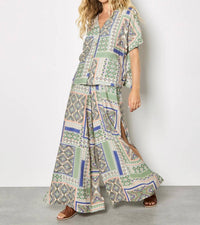 Apricot - Folk Patchwork Wide Leg Trousers