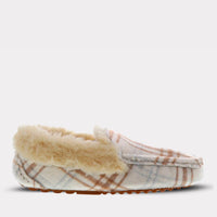 Lamo Women's Aussie Slip-on Moc Slipper in cream plaid - women's shoe