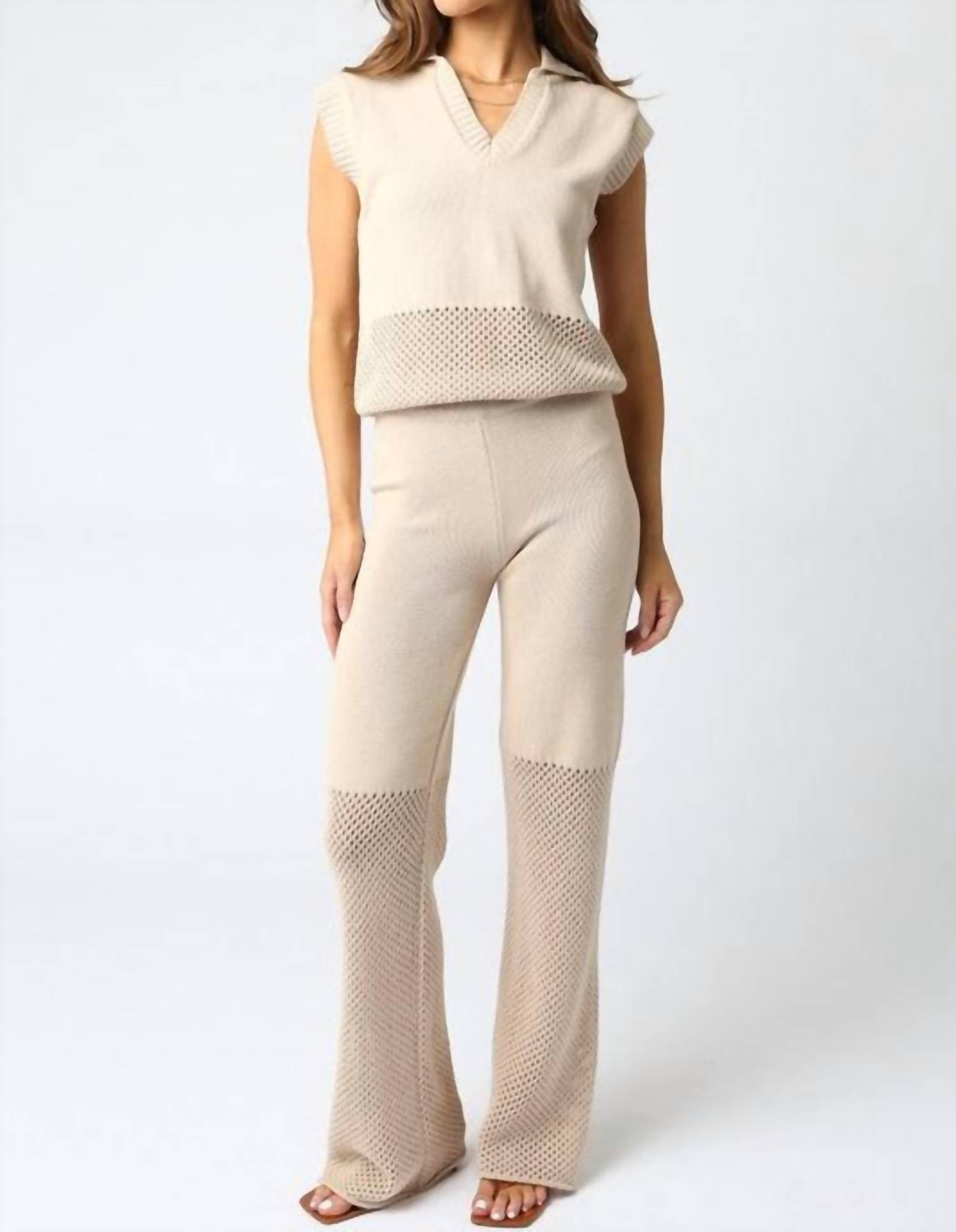 Olivaceous - Singer Collared Knit Top