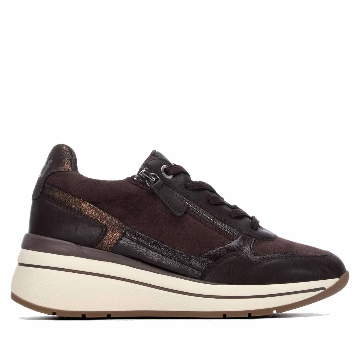 Xti - Women's Casual Wedge Lace-Up Sneakers