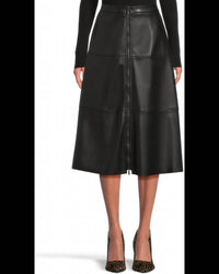 Elliott Lauren Zippered Vegan Leather Skirt in black - women's skirt