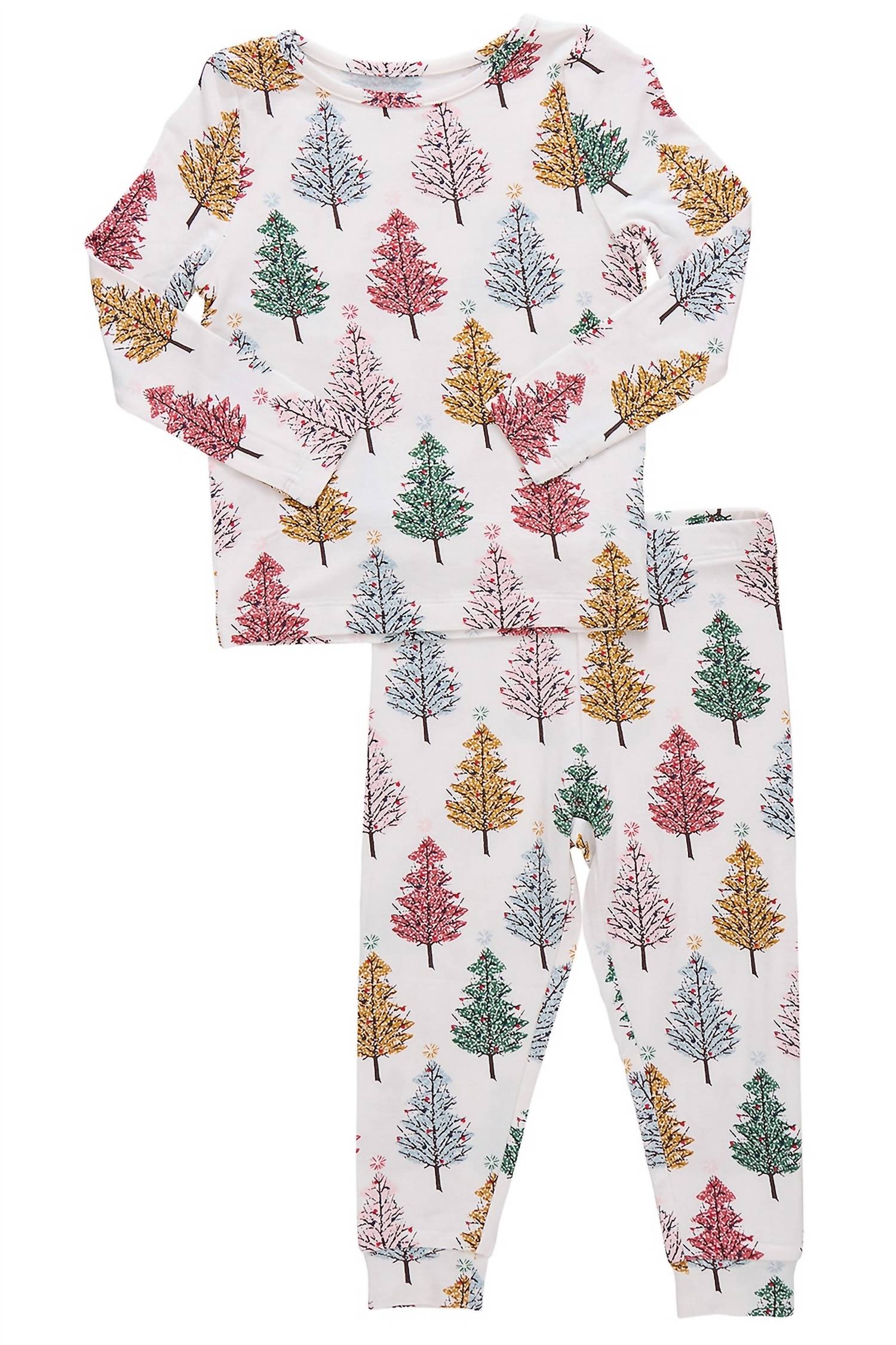 PINK CHICKEN Kid's Bamboo Pajama Set in multi christmas trees - kids' sleepwear