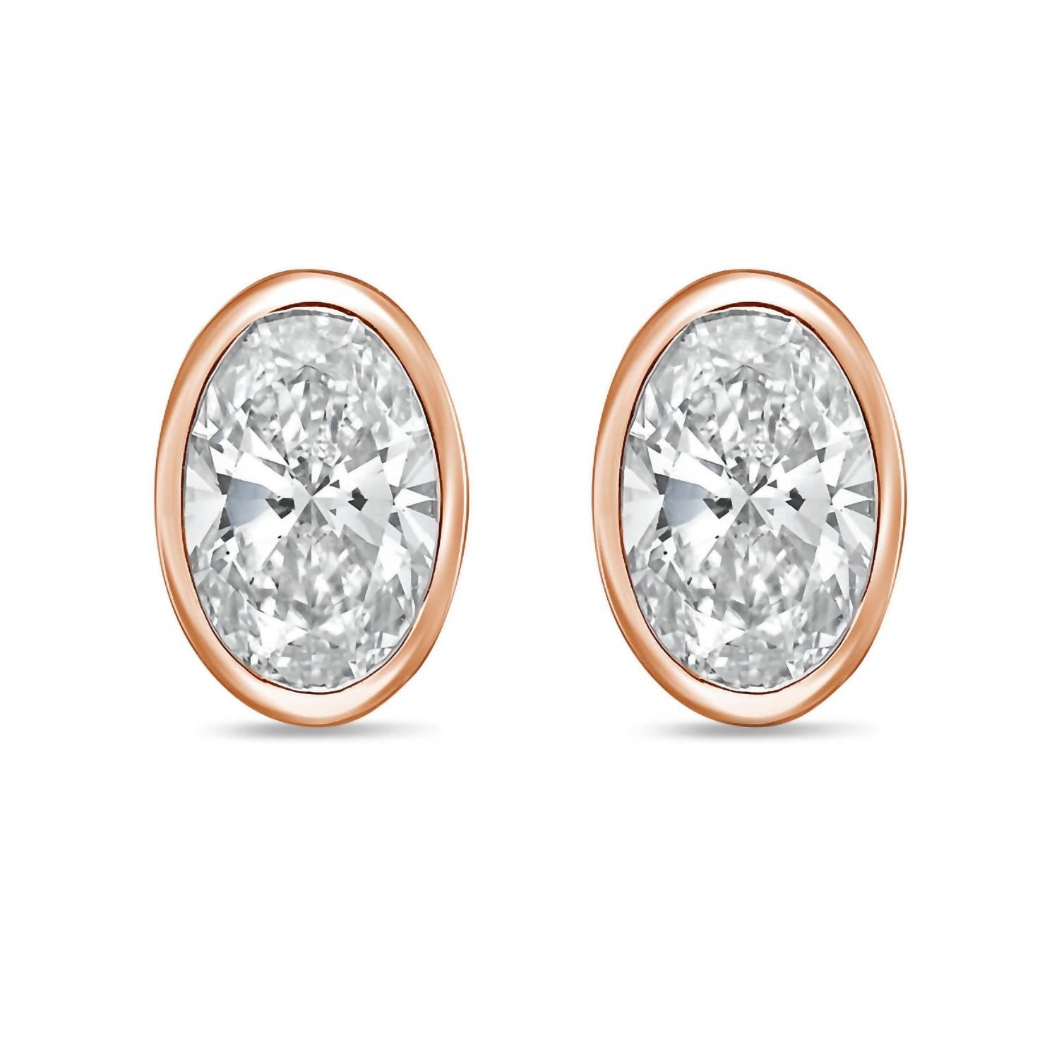 Diana M Jewels - Women's Oval Lab-grown Diamond Stud Earrings (4.00 Tcw) - Signature Plus