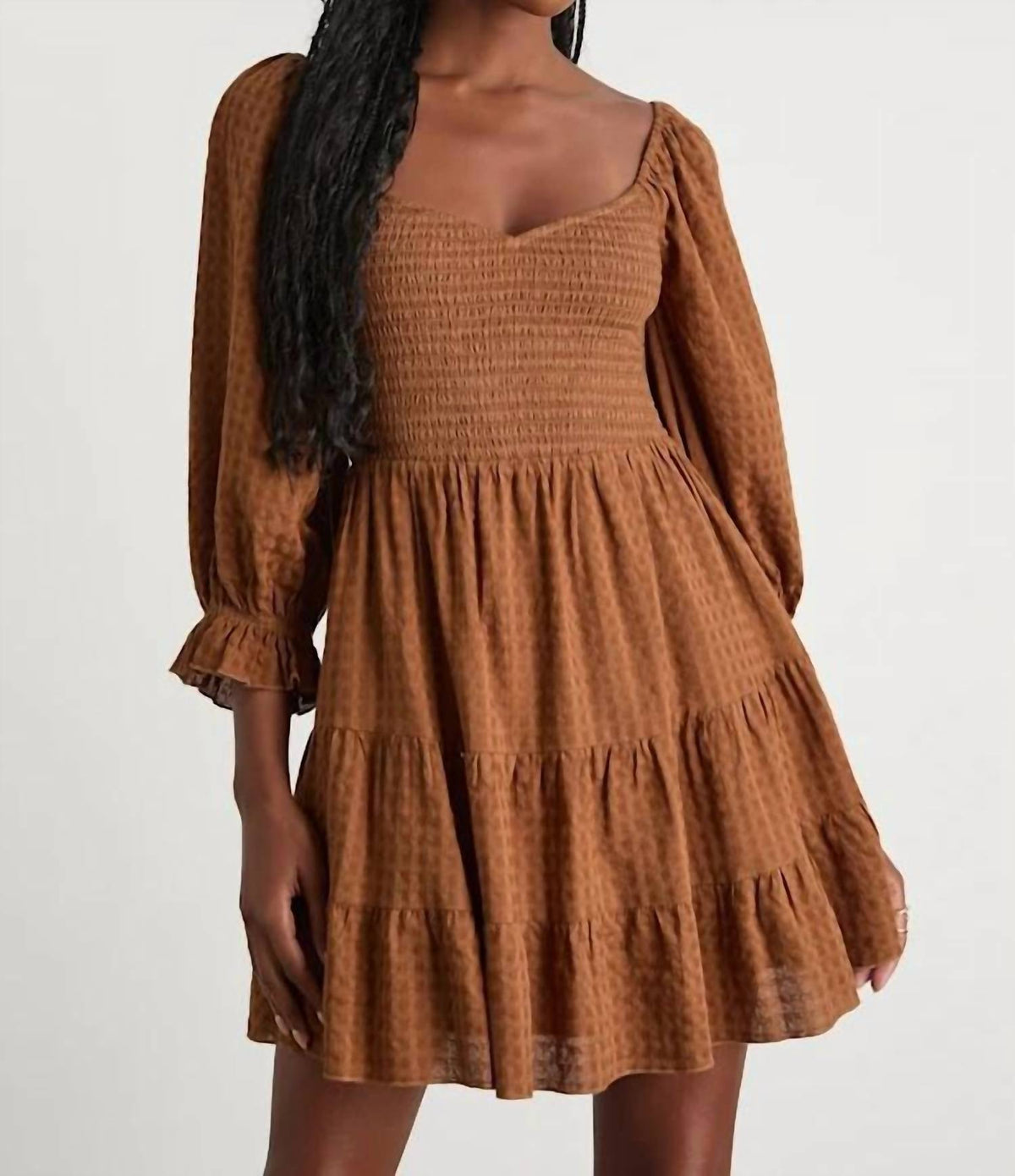 Lulus - Charming Afternoon Balloon Sleeve Mini Dress