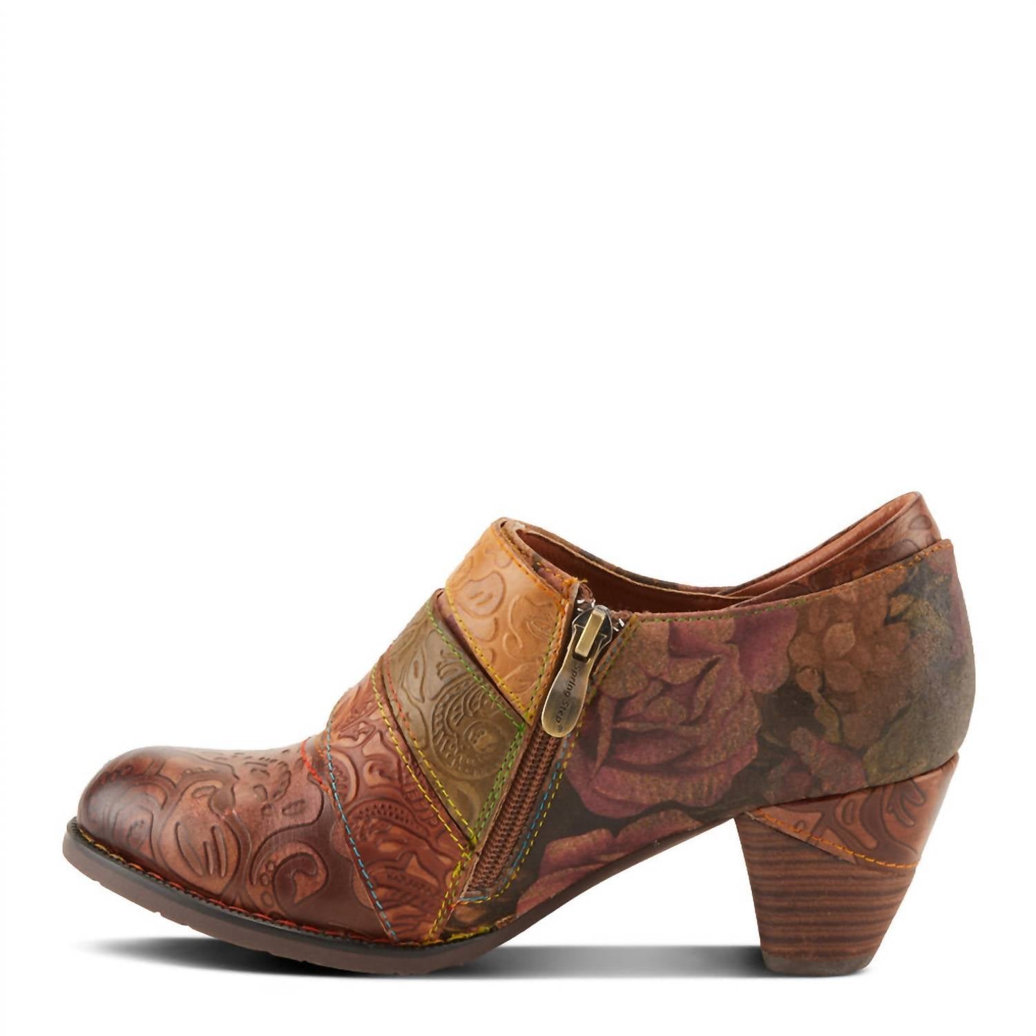 SPRING STEP SHOES Women's Graphic Leather Boot in brown multi - women's shoe - detail view