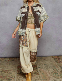 POL Lace And Patch Work Jacket in espresso - women's jacket - view 5