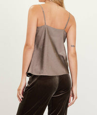 Skies Are Blue - Rhinestone Satin Cowl Neck Cami