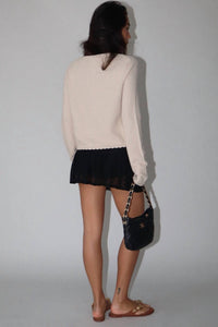 Bailey Rose Shell Button Cardigan in tan - women's cardigan - detail view