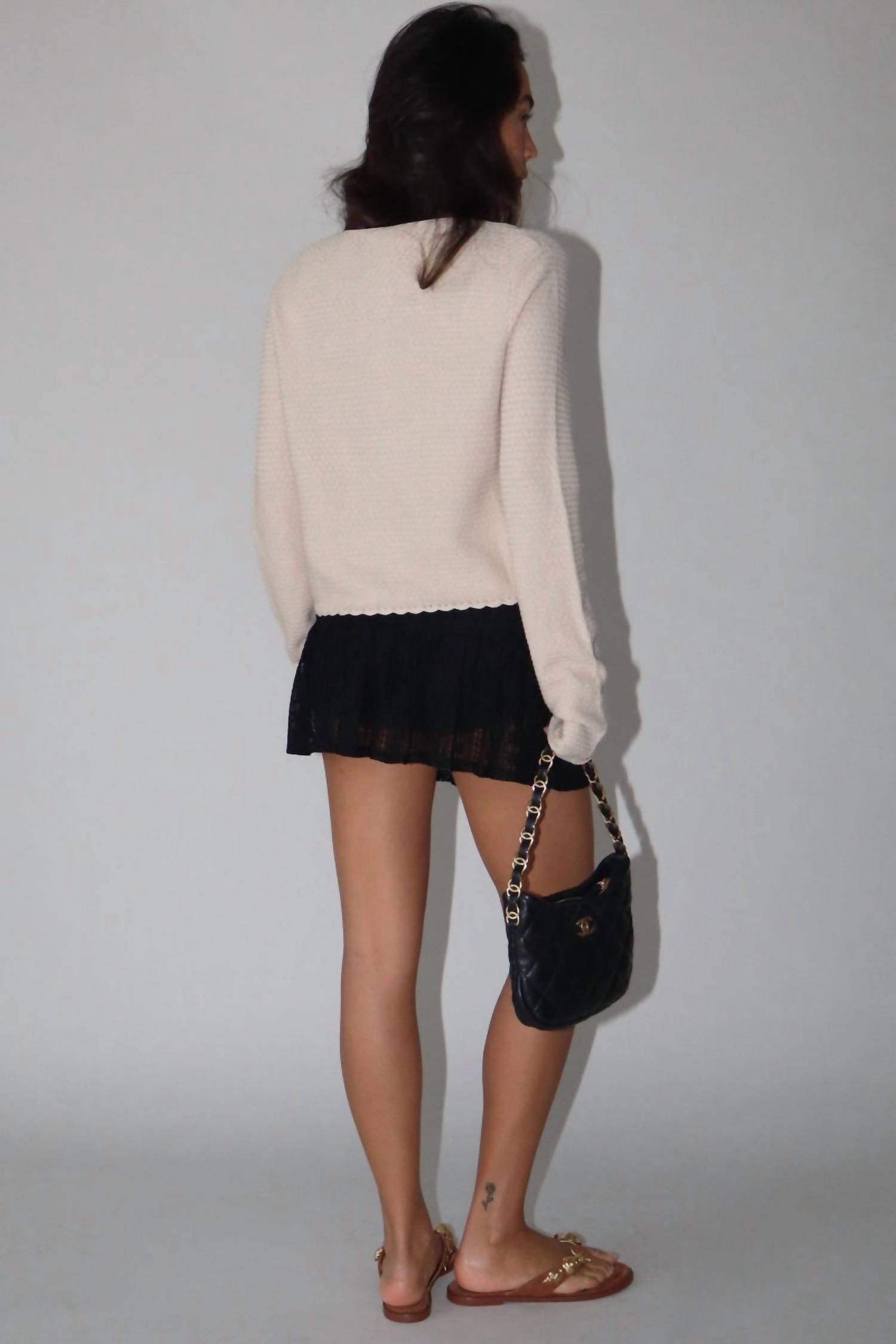 Bailey Rose Shell Button Cardigan in tan - women's cardigan - detail view