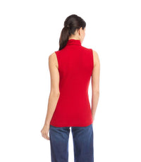 Karen Kane Ribbed Turtleneck Tank in red - women's tank top - alternate view