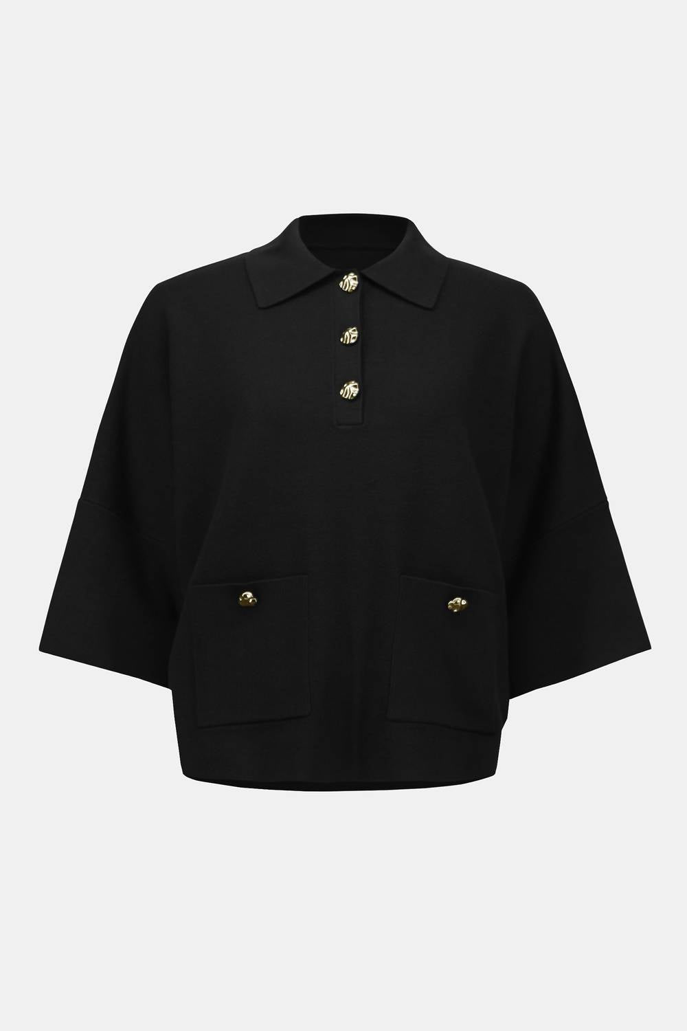Joseph Ribkoff - Boxy Knit Pullover With Polo Collar