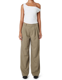 NIA Kara Mid-Rise Trouser in olive grey - women's pants - detail view