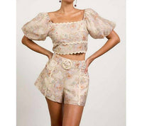 Skies Are Blue - Paisley Print High Waited Belted Shorts