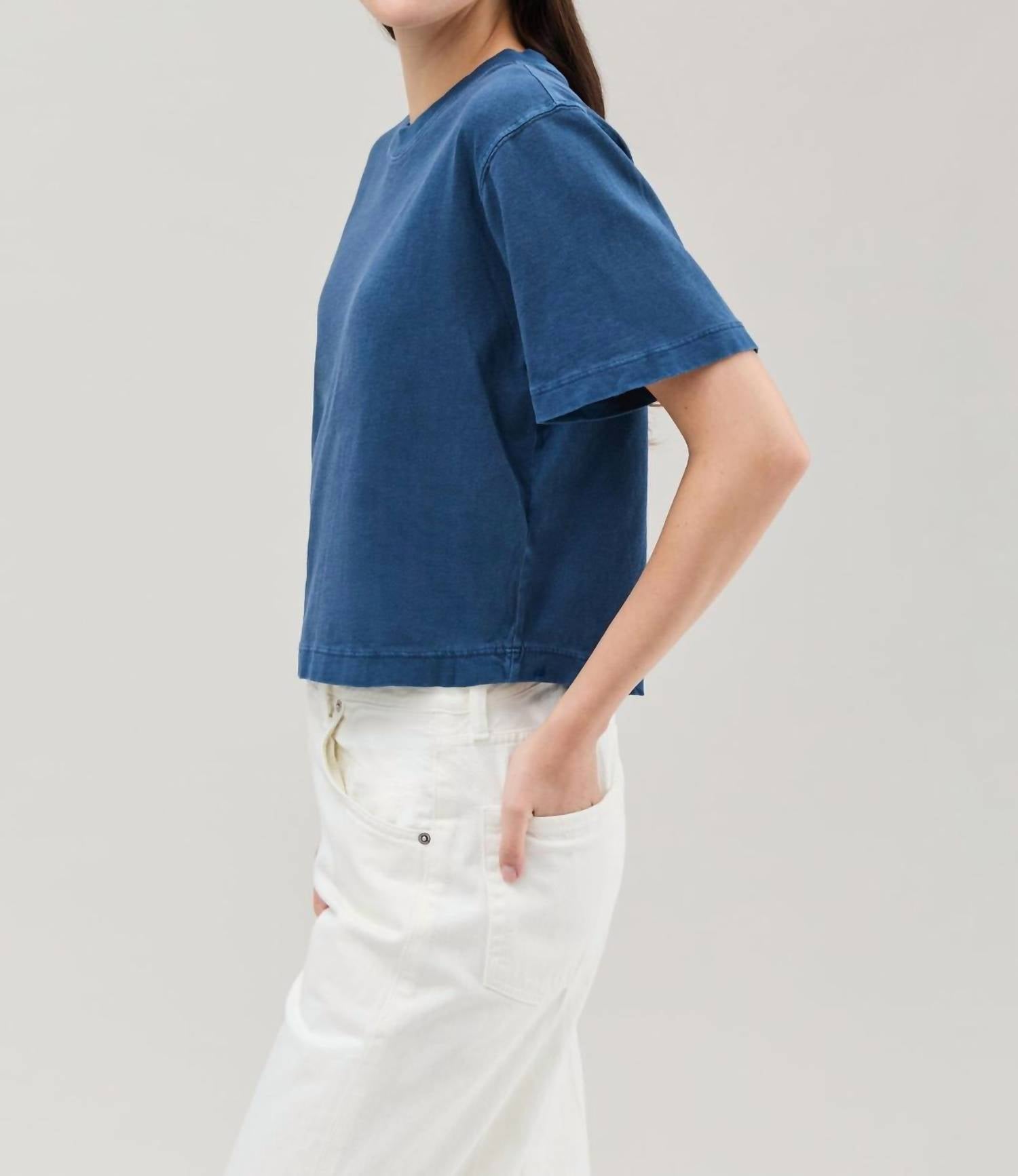 Richer Poorer Relaxed Cropped Tee - Plus in vintage indigo - women's t-shirt - alternate view