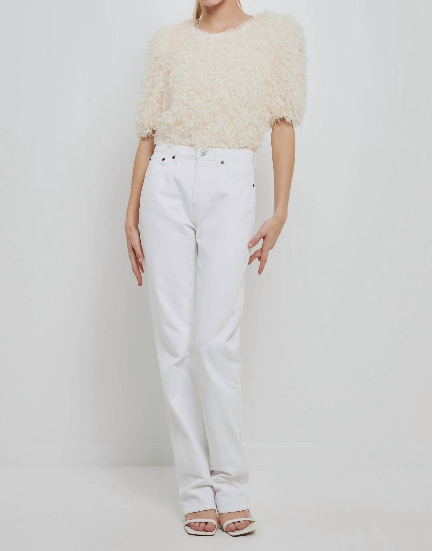 2.7 August Apparel - Fuzzy Feather Top