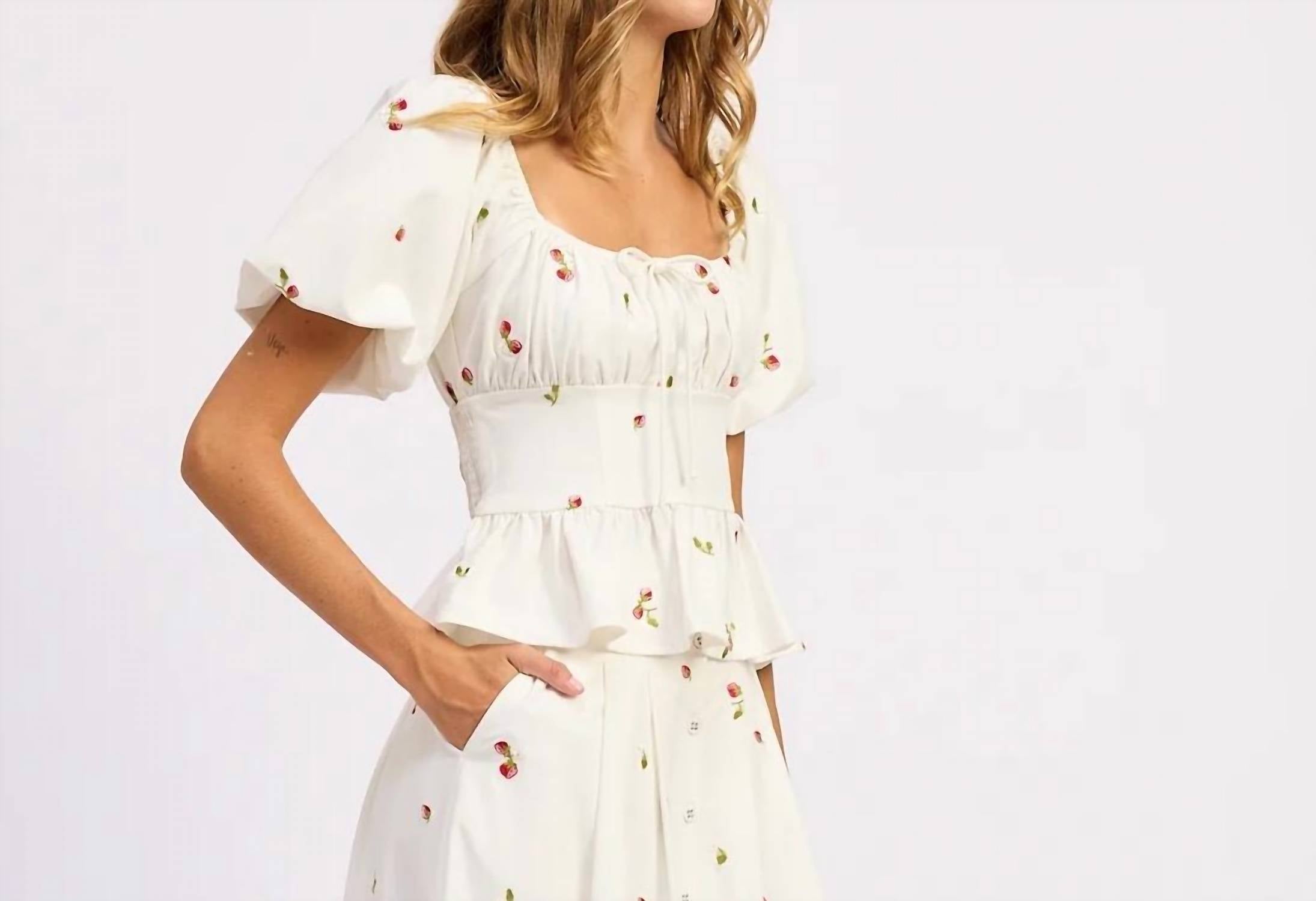 En Saison - STRAWBERRY PEPLUM TOP