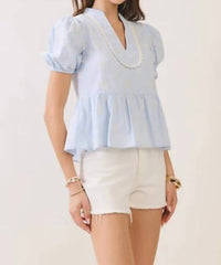 Pretty Follies - Sky-high Peplum Blouse