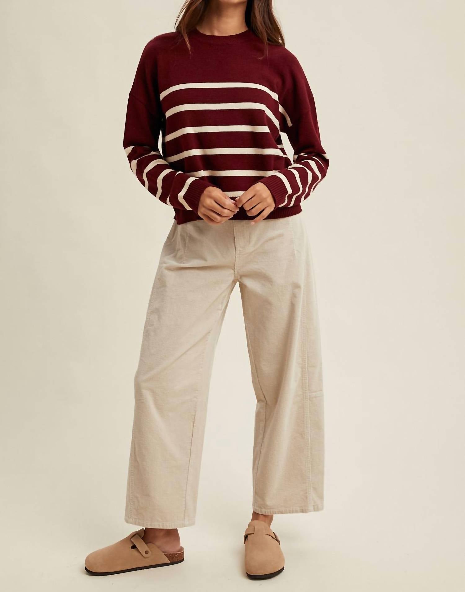 Wishlist - Striped Drop Shoulder Lightweight Sweater
