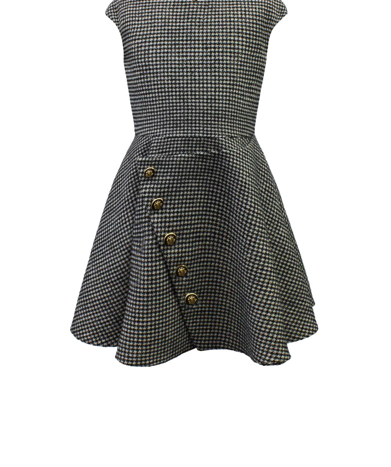 David Charles - Girls David Charles Houndstooth Cap Sleeve Dress