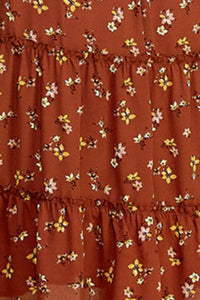 A.U.W. - Tiered Floral Dress With Smocking Long Sleeve