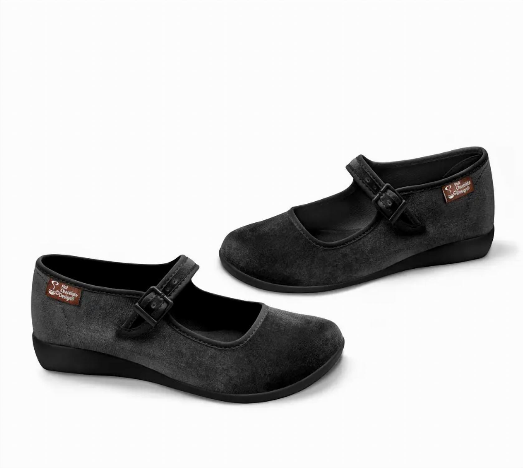 Hot Chocolate Design Women's Velvet Mary Jane Flat in espresso martini - women's flats