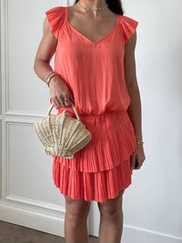 Current Air - Sweetheart Smocked Pleated Mini Dress