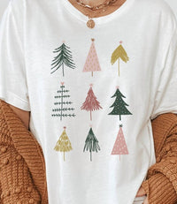 Kissed Apparel - Colorful Christmas Trees Graphic Tee
