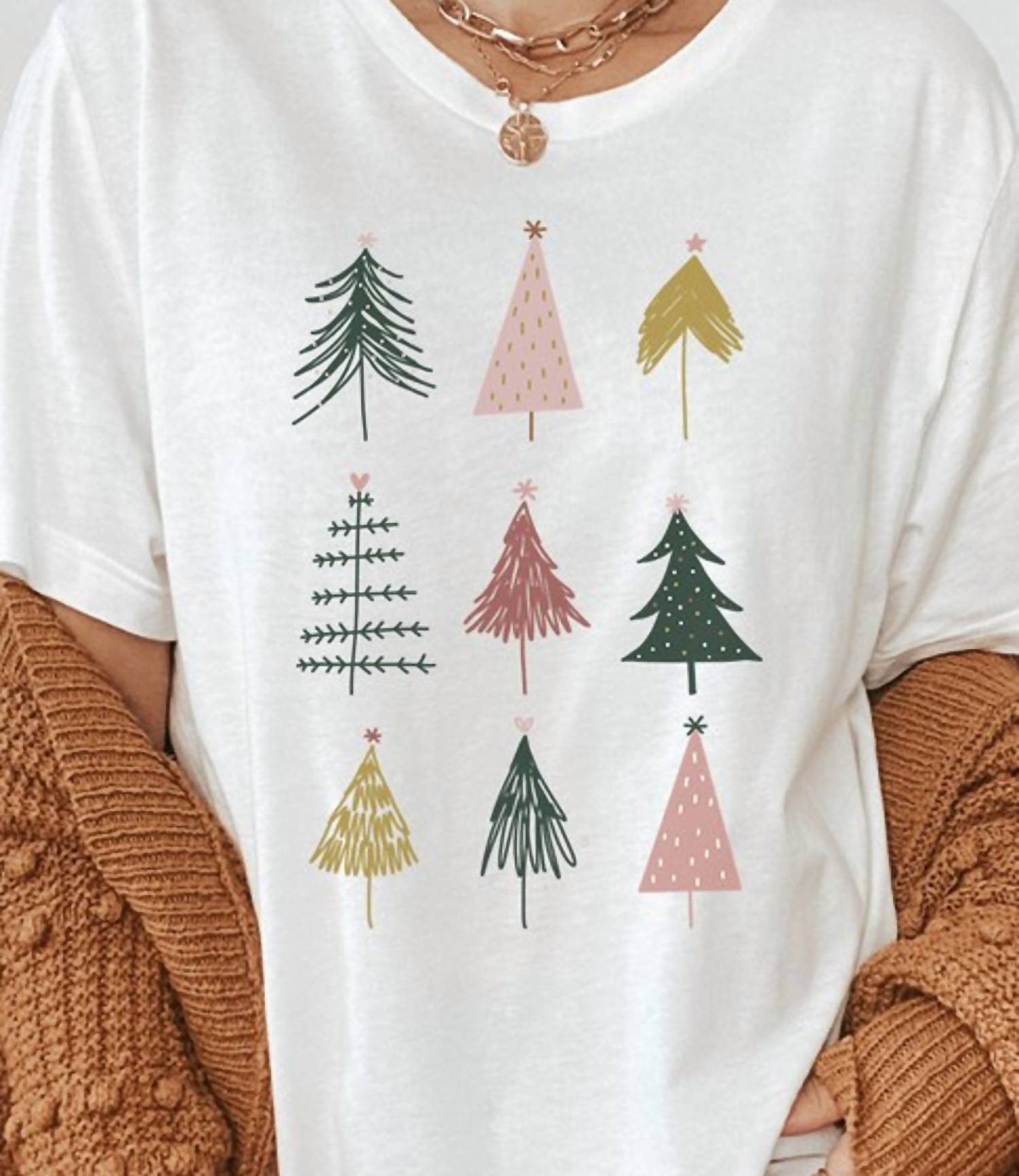 Kissed Apparel - Colorful Christmas Trees Graphic Tee
