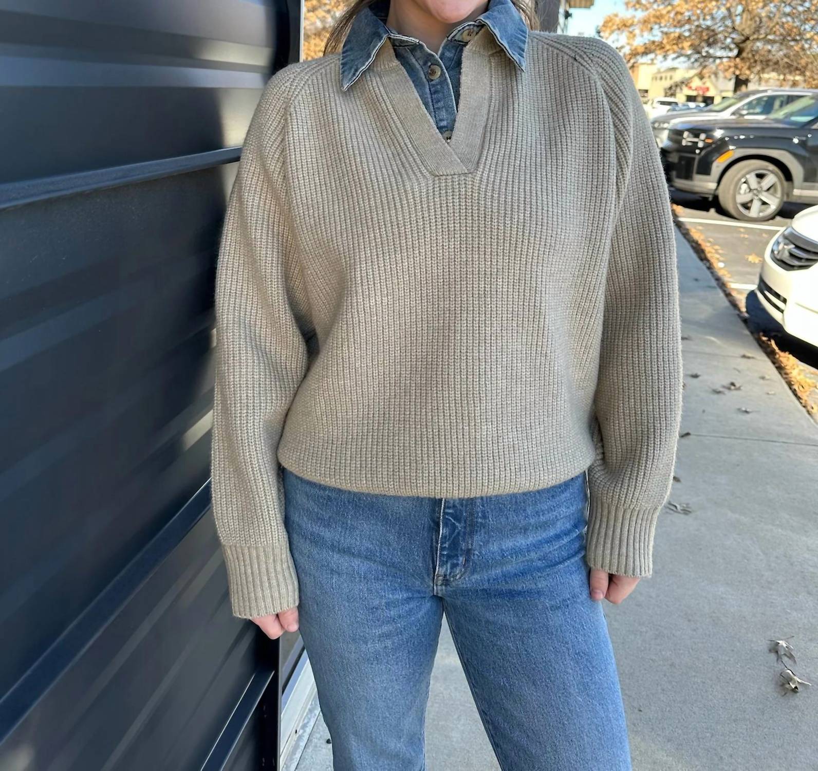 Line And Dot - Teena Long Sleeve Textured Sweater
