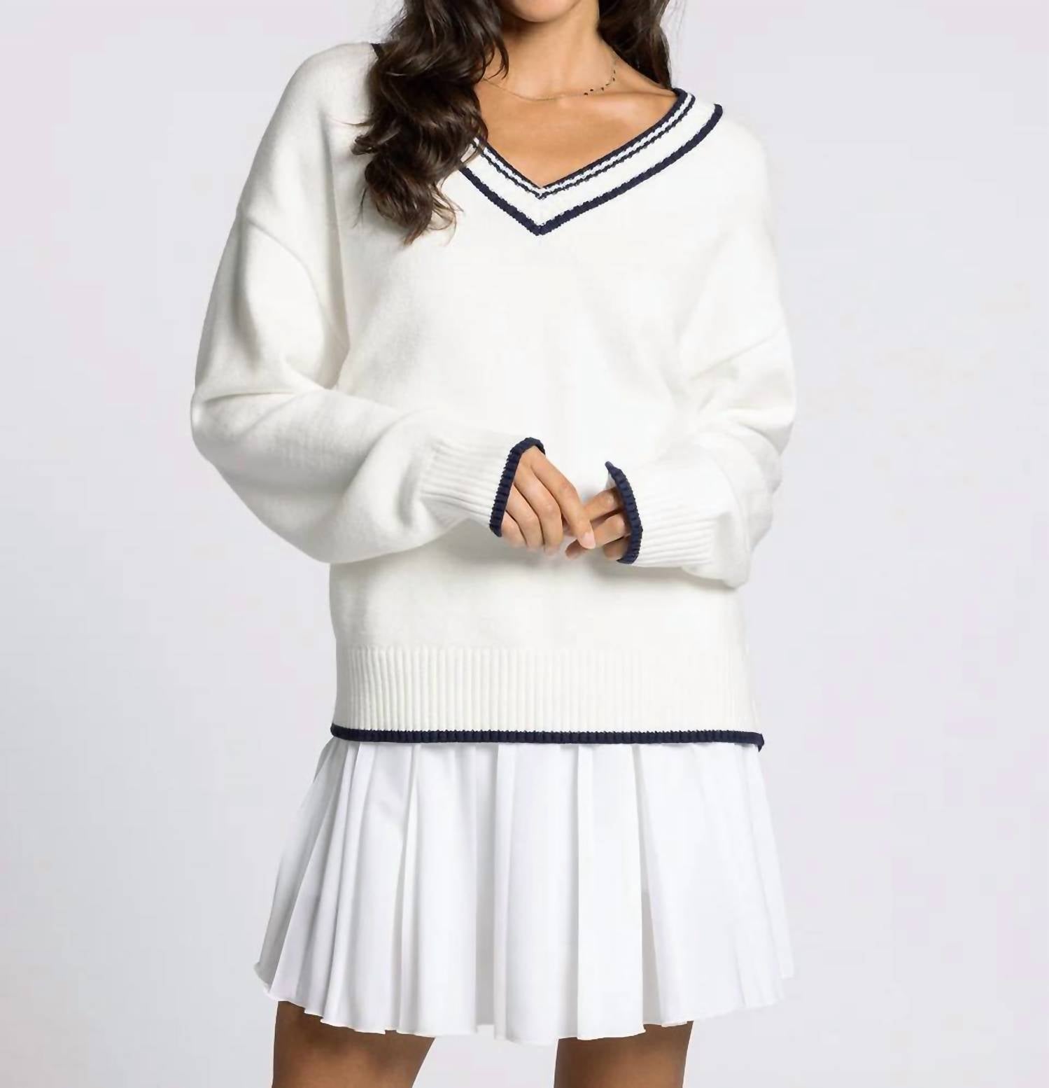 Thread & Supply Donna Sweater in ivory navy - women's sweater