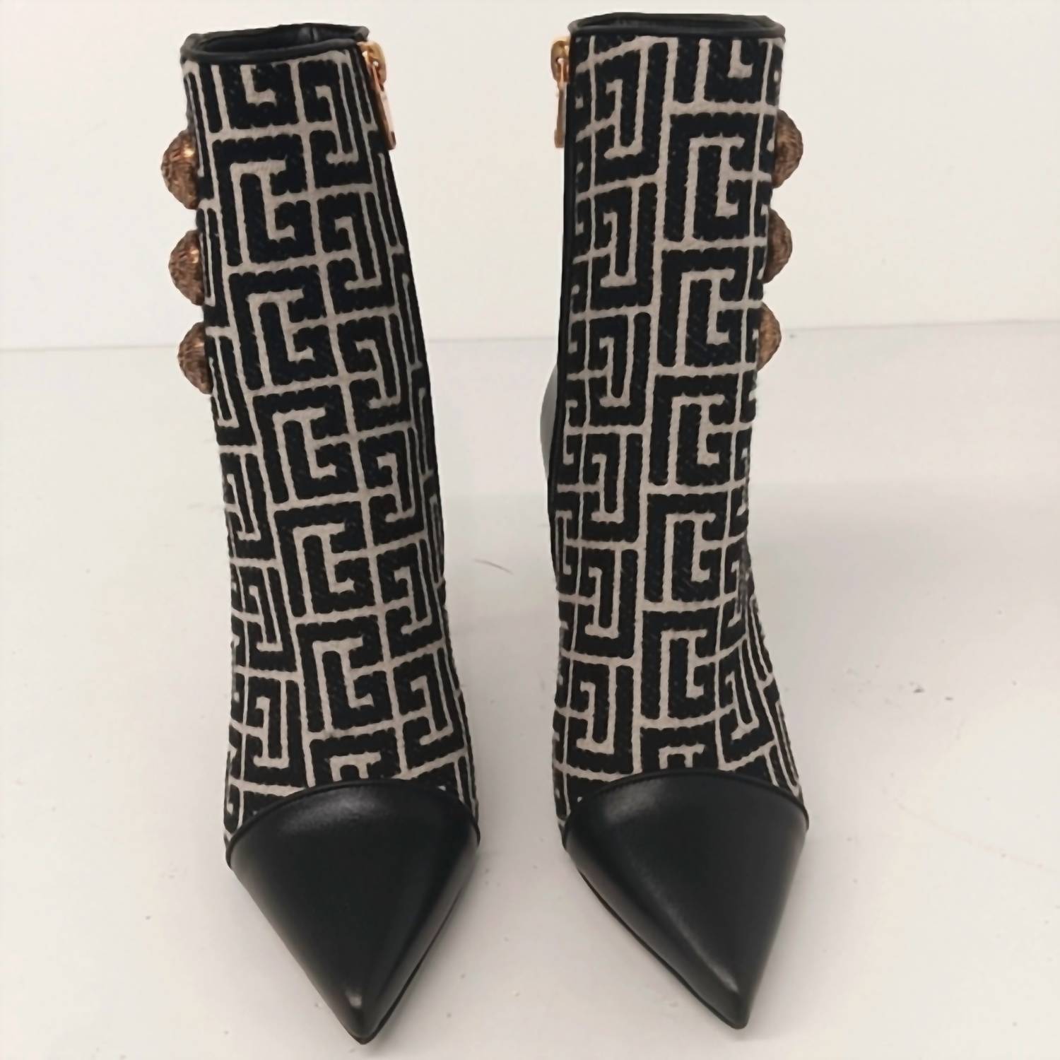 Balmain - Women's Monogram Pointed Ankle Boots