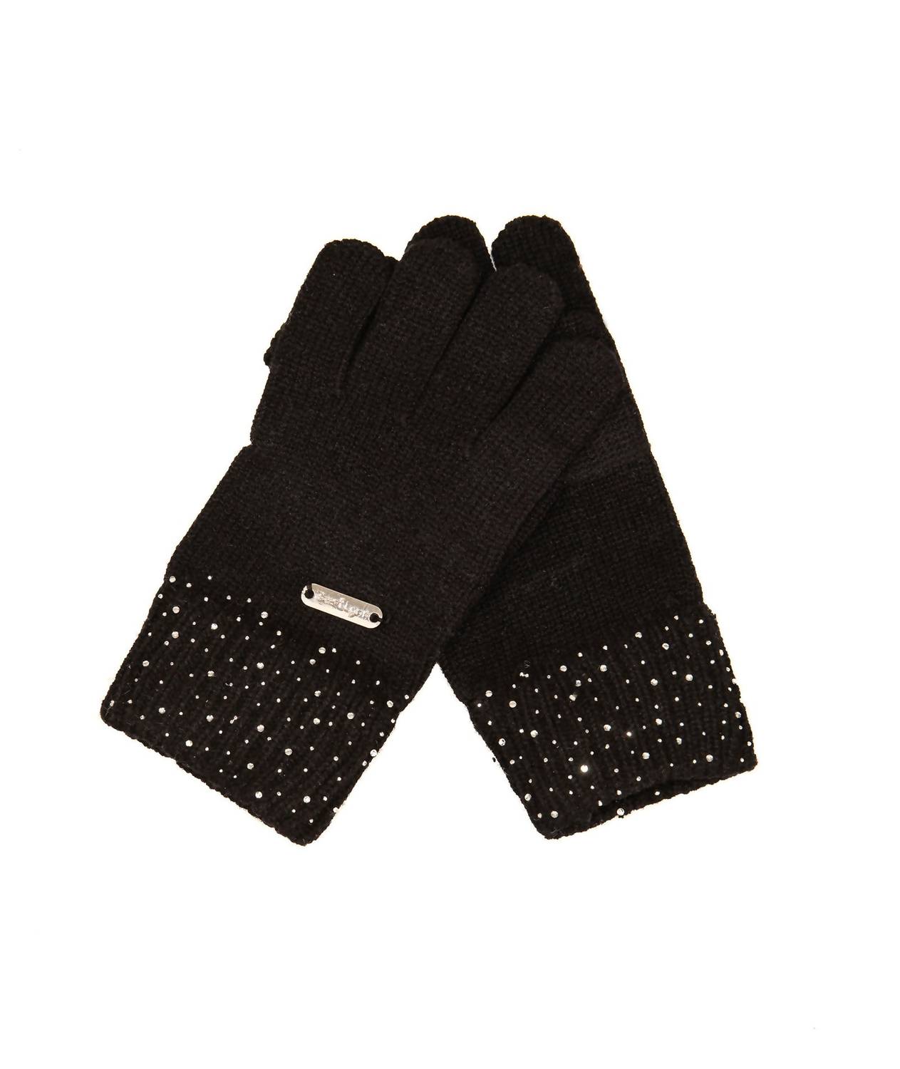 Bari Lynn Junior Women's Pearl And Crystal Winter Gloves in black - women's accessory