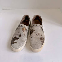 CHOCOLAT BLU Women's Noella Slip-on Sneaker in gold calf hair - women's sneaker - detail view