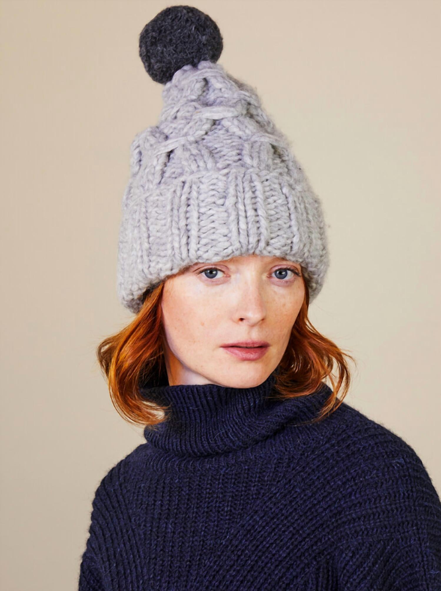 Lola Hats Women's Braces Knit Hat in grey and charcoal - women's hat