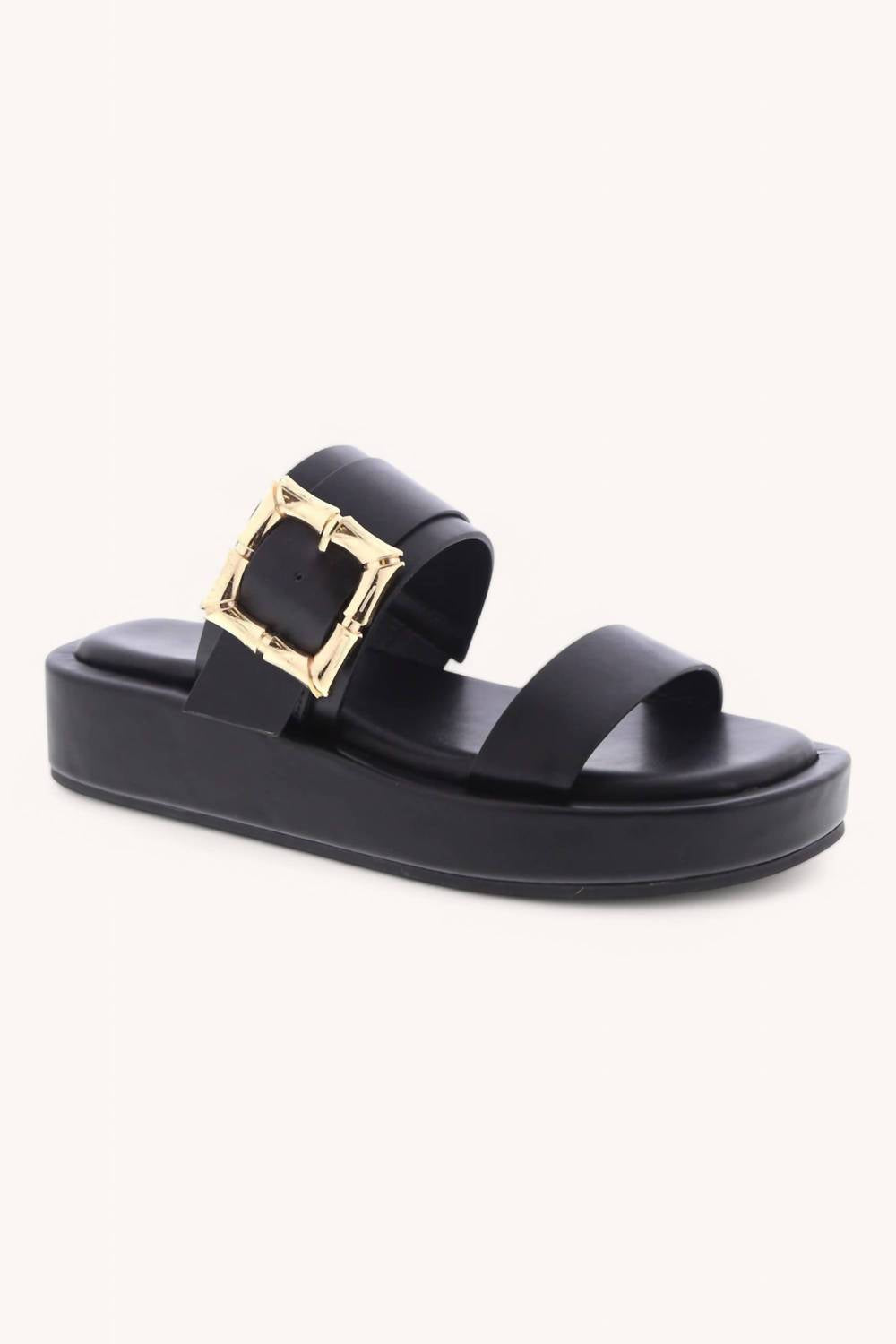 CCOCCI Women's Raya Chunky Platform Double Strap Sandals in black - women's sandal - detail view