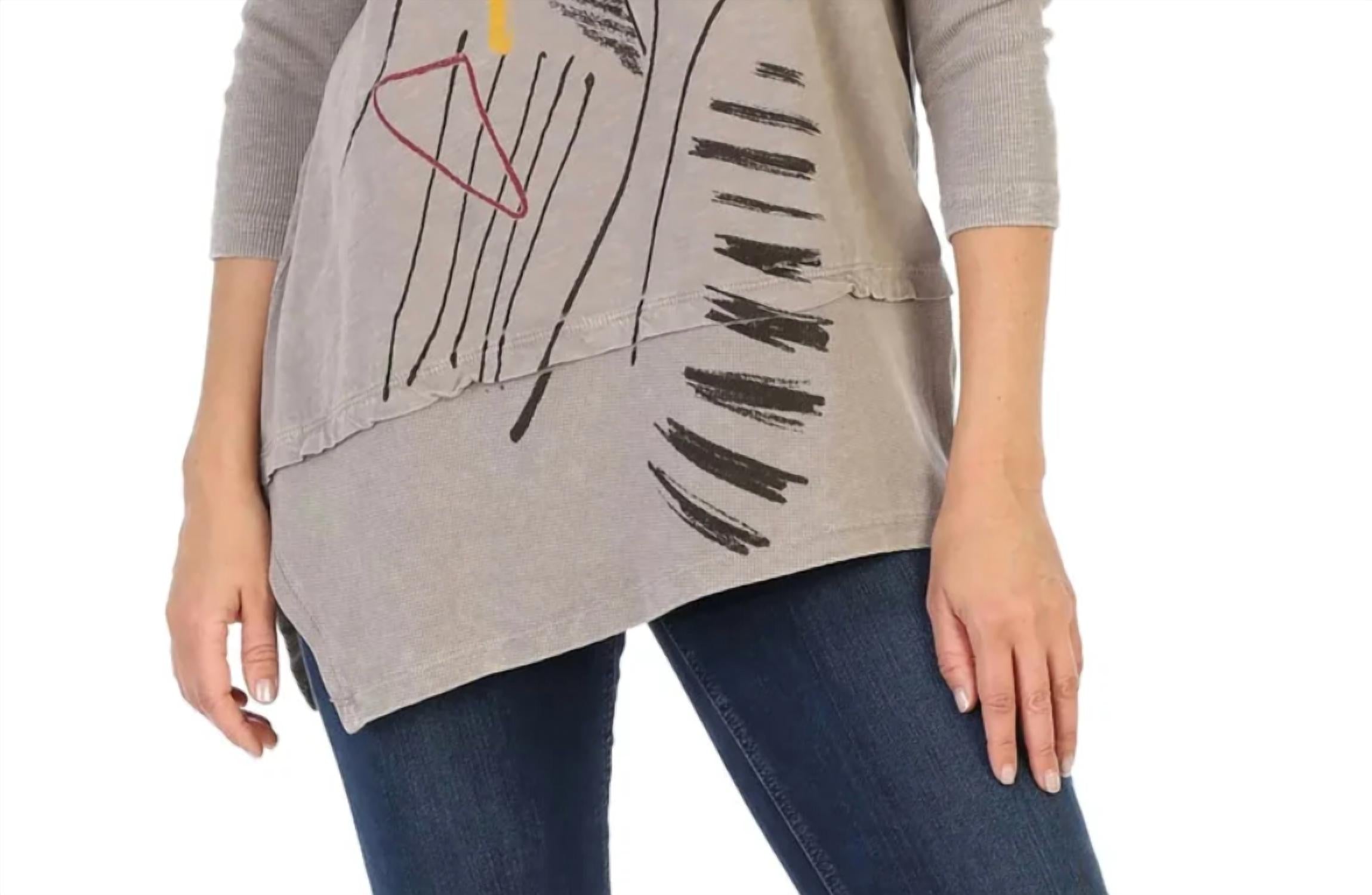 Jess & Jane - Strings Mineral Washed Dolman Sleeve Cotton Top