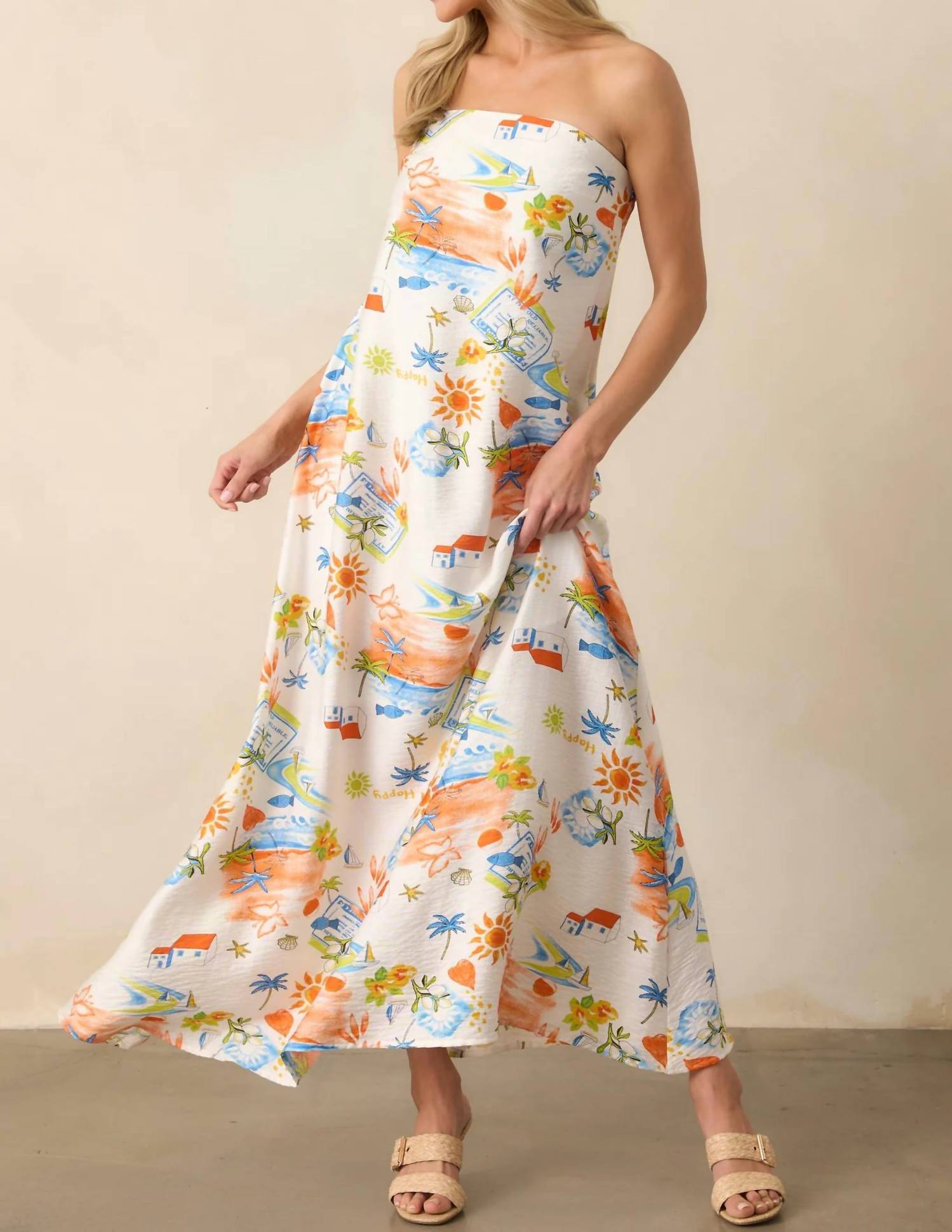 Meet Me In Santorini - Mediterranean Daydream Tube Maxi Dress