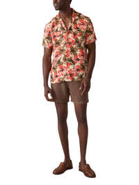 Faherty Short Sleeve Reserve Basque Camp Shirt in wildwood poppy - men's shirt