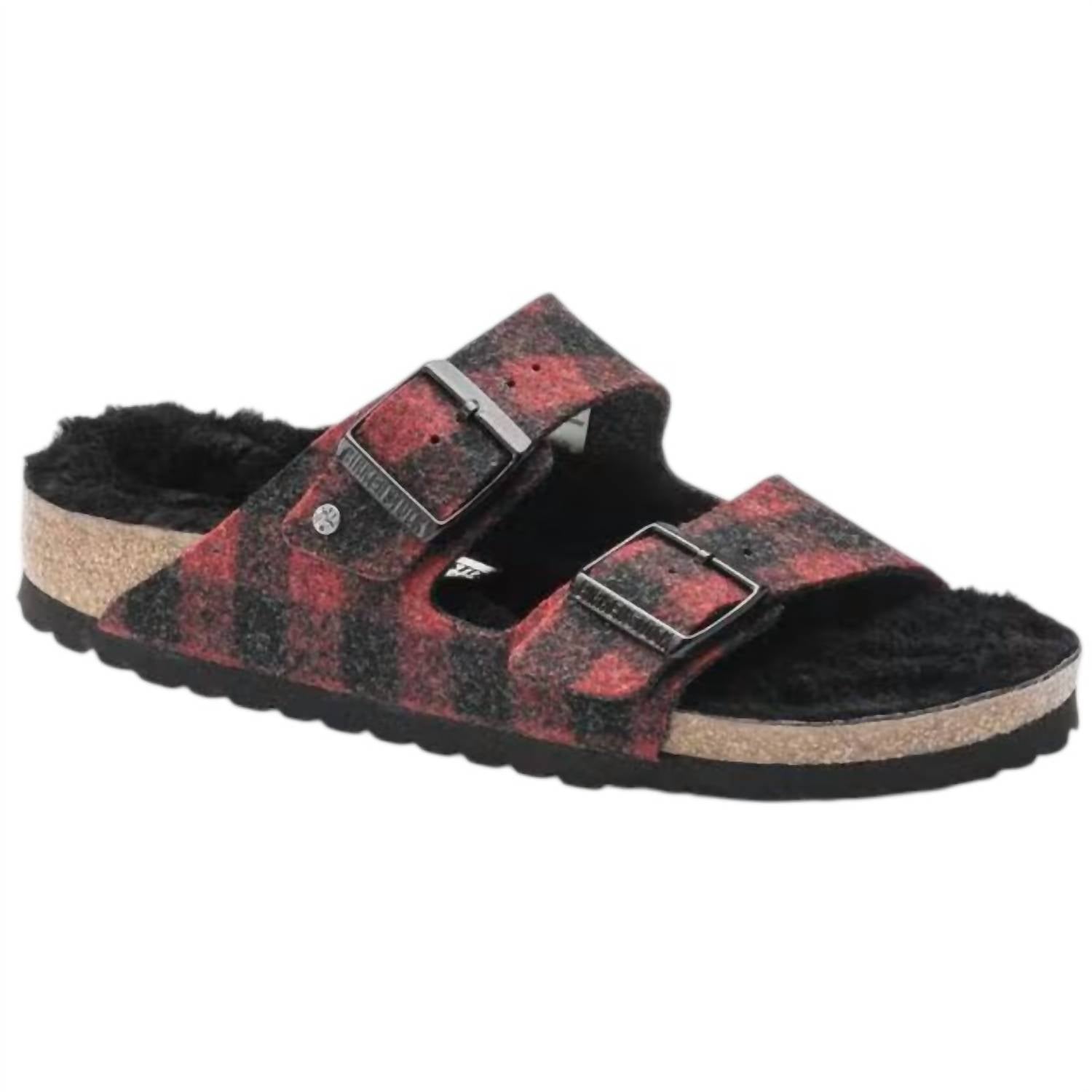 BIRKENSTOCK Women's Arizona Rivet Plaid Sandals in red black - women's sandal