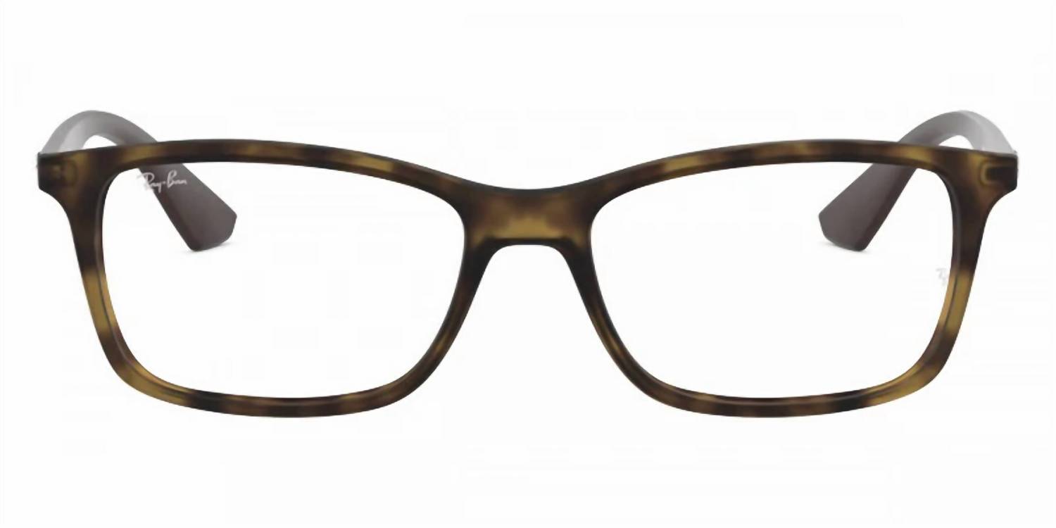 Ray Ban Unisex Rx7047 Glasses in matte havana - men's accessory - detail view