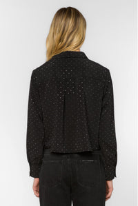 Velvet Heart - Women's Lilith Satin Rhinestone Cropped Button Down Shirt